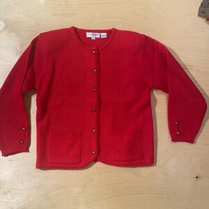 Complements Red Button-Up Cardigan Small (QM)